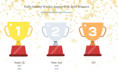 Unity Sunday Weekly G/30 August 27th, 2023 Winners