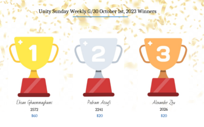 Unity Sunday Weekly G/30 October 1st, 2023 Winners