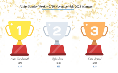 Unity Sunday Weekly G/30 December 3rd, 2023 Winners